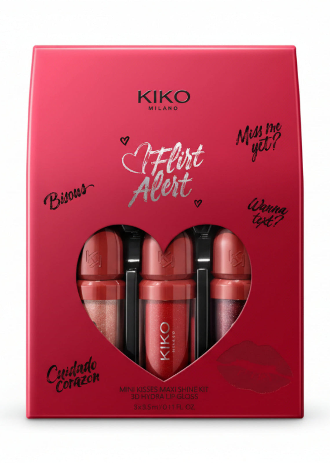 KIKO FLIRT ALERT MINI KISSES MAXI SHINE KIT 3D HYDRA LIP GLOSS