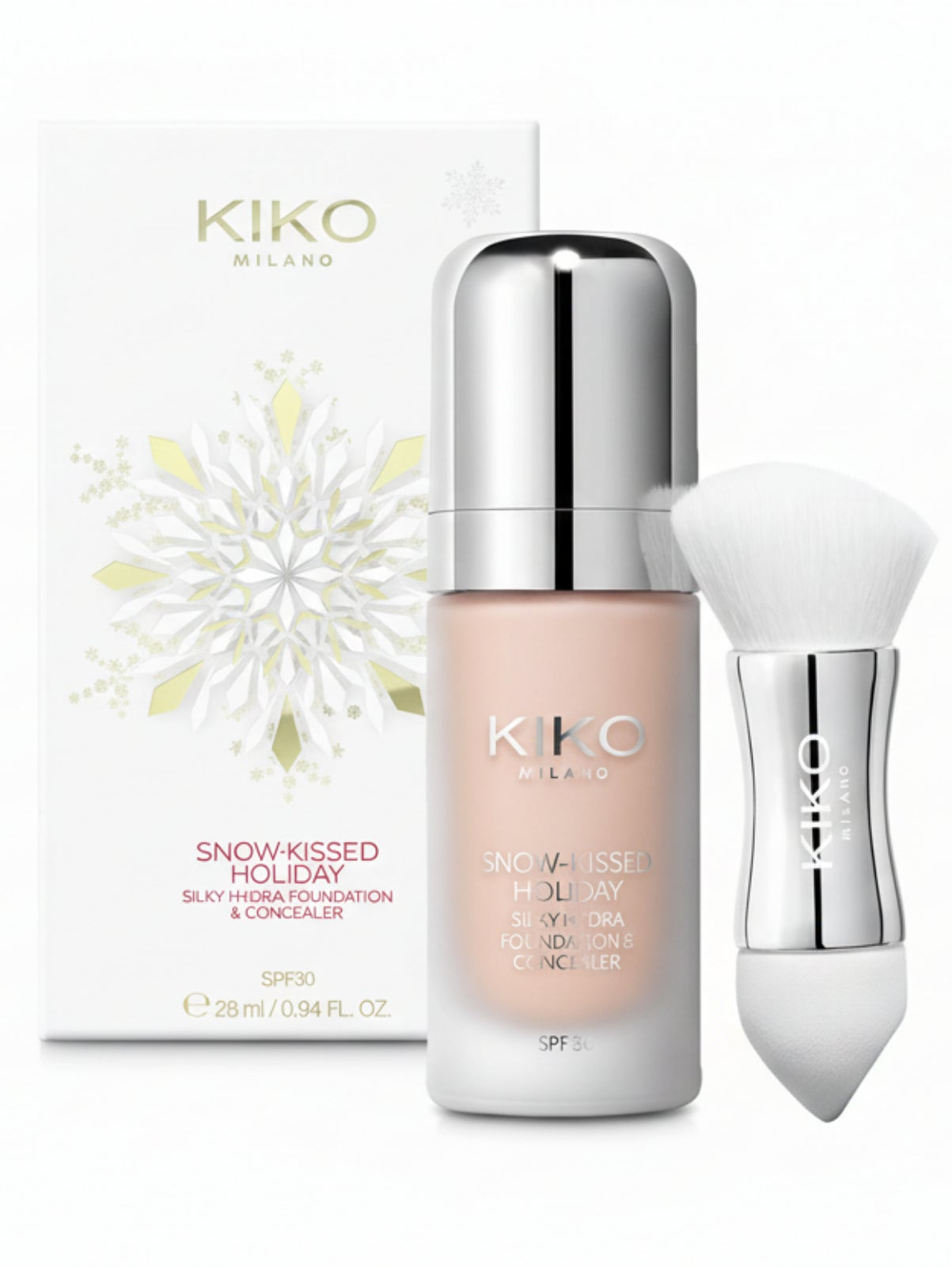 KIKO  SNOW - KISSED  HOLIDAY SILKY HYDRA FOUNDATION & CONCEALER SPF 30