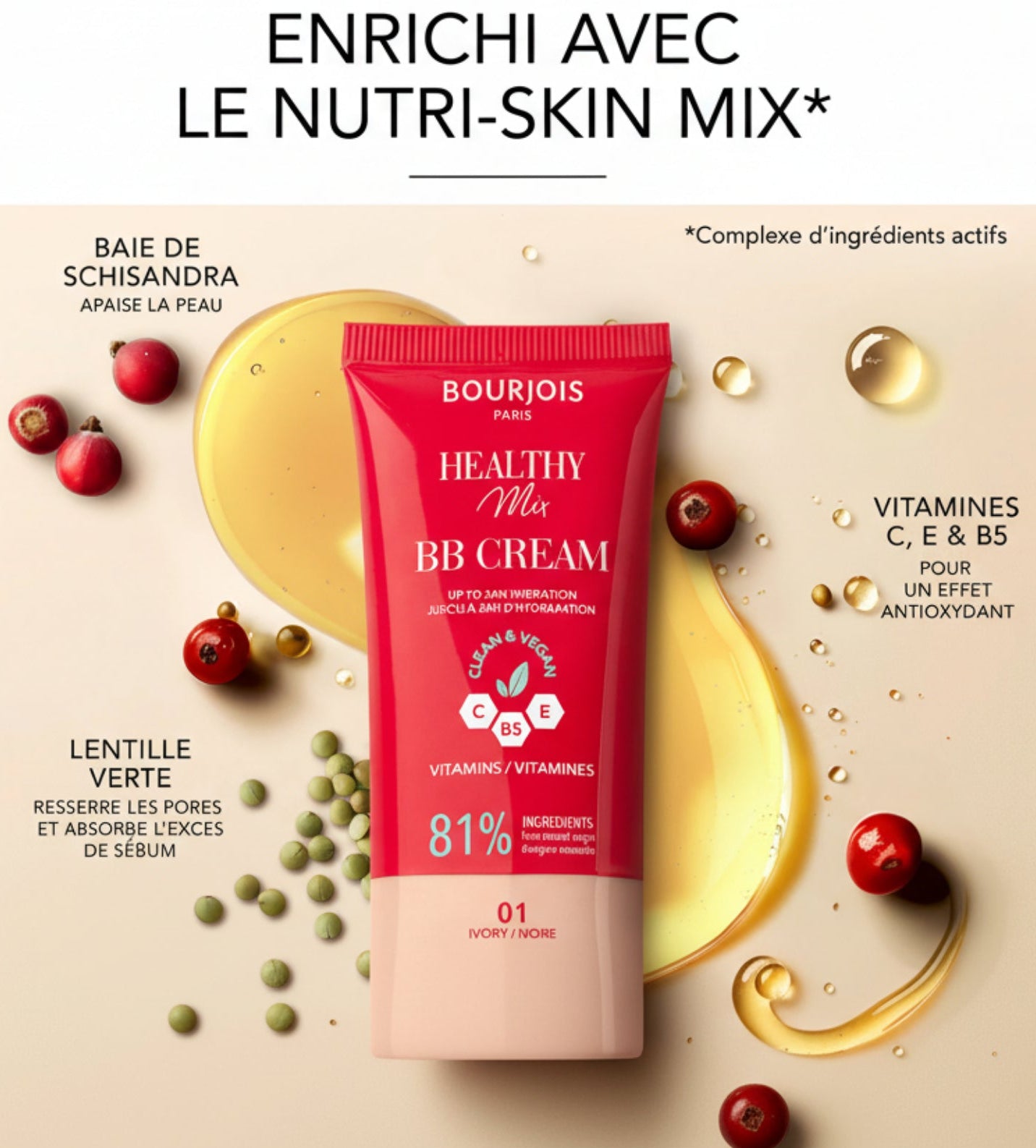 BOURJOIS HEALTHY MIX BB CREAM 01 LIGHT/ CLAIR
